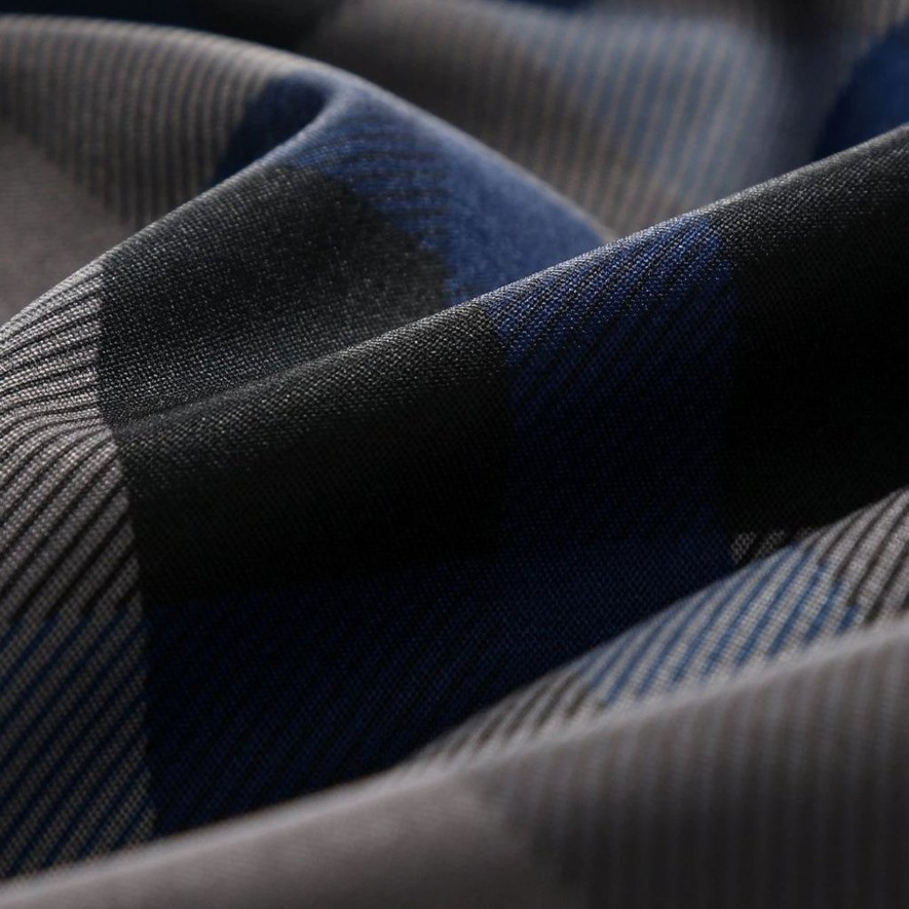 Business Casual Blue Men's Plaid Print Shirt - Picture 6 of 9
